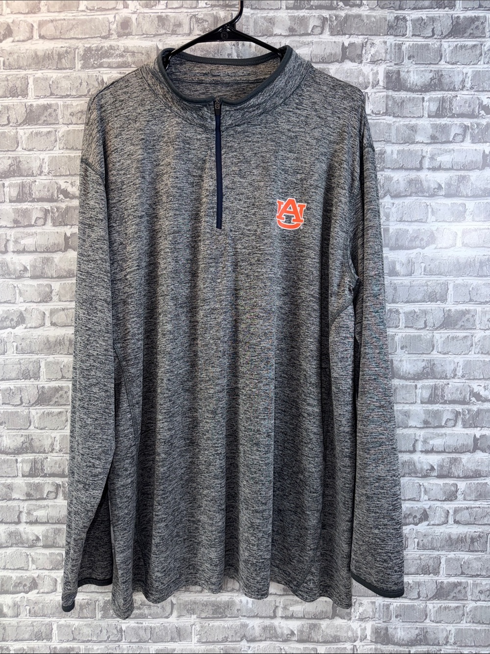 Colosseum Gray Heather Quarter-Zip with Orange Auburn Logo
